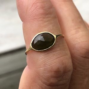18k Yellow Gold Bezel-Set Green Tourmaline Ring